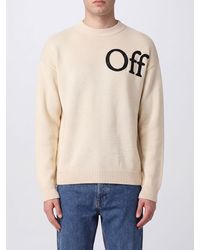 Off-White c/o Virgil Abloh - Jacquard Logo Wool Blend Crewneck Jumper With Dropped Shoulders - Lyst
