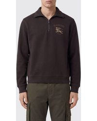 Burberry - Half-Zip Cotton Sweatshirt With Equestrian Knight Logo - Lyst