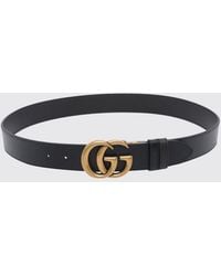 Gucci - Gg Marmont Calfskin Leather Belt With Monogram Buckle - Lyst