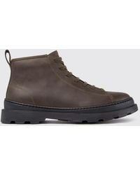 Camper - Brutus+ Leather Lace-Up Ankle Boots With Zip And Lug Sole - Lyst