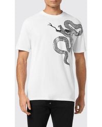 Philipp Plein - Embroidered Snake Print Cotton T-Shirt - Lyst