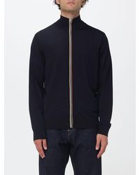 Paul Smith - Merino Wool Zip-Up Cardigan With High Neck And Slash Pockets - Lyst