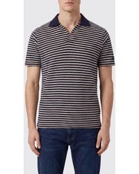 MC2 Saint Barth - Polo De Rayas En Mezcla De Lino Y Algodón Con Cuello De Pico - Lyst