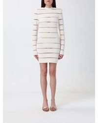 Balmain - Rhinestone Embellished Viscose Blend Mini Dress - Lyst