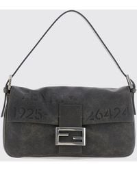 Fendi - Baguette Printed Calfskin Shoulder Bag With Logo - Lyst