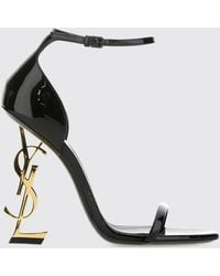 Saint Laurent - Opyum Patent Leather Sandals With Monogram Heel - Lyst