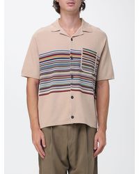 Paul Smith - Striped Cotton Short-Sleeve Cardigan With Cuban Collar - Lyst