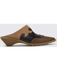 Camper - Anita Smooth Calfskin Mules With Low Flared Heel - Lyst