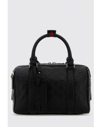 Gucci - Gg Emblem Leather Bag With Embossed Gg Monogram - Lyst