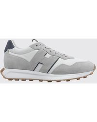 Hogan - H601 Smooth And Suede Leather Trainers With Serrated Sole - Lyst