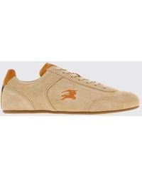 Burberry - Knight Suede Calfskin Sneakers With Embroidered Ekd Logo - Lyst