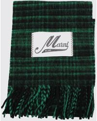 Marni - Cheque Wool And Mohair Blend Scarf With Logo And Frayed Edges - Lyst