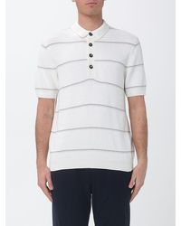 Eleventy - Striped Cotton And Silk Knit Polo Shirt - Lyst