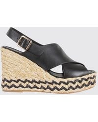 Paloma Barceló - Leather Wedge Slingback Sandals With Woven Midsole - Lyst