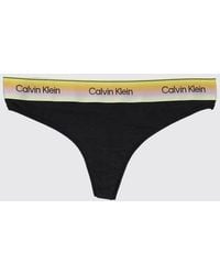 Calvin Klein - Stretch Cotton And Modal Thong With Jacquard Logo Waistband - Lyst