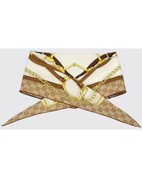 Gucci - Silk Belt With Gg Monogram Print And Horsebit Detail - Lyst