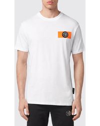 Philipp Plein - Short-Sleeved Cotton T-Shirt With Contrasting Logo - Lyst