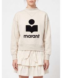 Isabel Marant - Crewneck Cotton Sweatshirt With Contrast Lettering Logo - Lyst