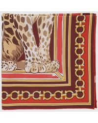 Ferragamo - Quadratisches Seidentuch Mit Animal-Print Und Gancini-Logo - Lyst