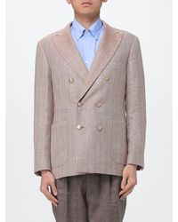 Brunello Cucinelli - Double-Breasted Silk Blend Blazer - Lyst