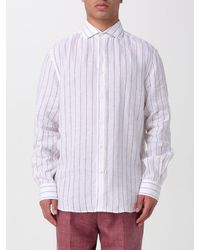 Brunello Cucinelli - Striped Linen Casual Shirt - Lyst