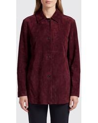 Max Mara - Suede Shirt Jacket With Classic Collar - Lyst