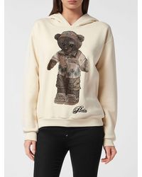 Philipp Plein - Teddy Bear Print Cotton Hoodie With Rhinestone Details - Lyst