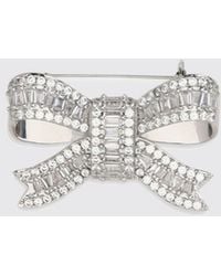 Self-Portrait - Crystal-Embellished Bow Brooch - Lyst