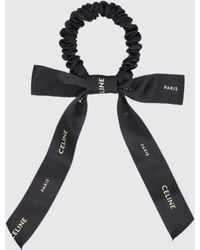 Celine - Silk Scrunchie Hair Tie With Bow And Contrasting Logo - Lyst
