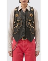 Versace - Embroidered Lambskin Leather Vest - Lyst
