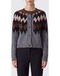 Tela - Argyle Pattern Mohair And Wool Blend Cardigan With Crew Neck - Lyst