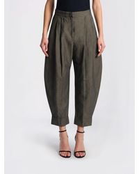 PT Torino - Cropped Fit Cotton And Linen Trousers - Lyst