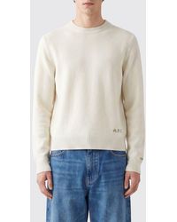 A.P.C. - Crewneck Wool Jumper With Embroidered Logo - Lyst