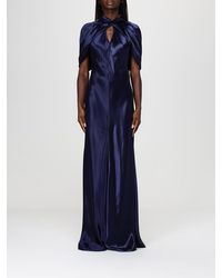 Alberta Ferretti - Long Satin Dress - Lyst