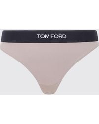 Tom Ford - Stretch-Modal Thong With Contrasting Logo-Jacquard Elasticated Waistband - Lyst