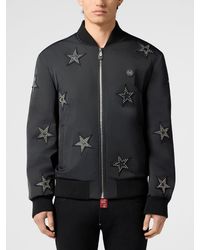 Philipp Plein - Star Print Stretch Technical Fabric Bomber Jacket - Lyst