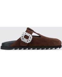 Roger Vivier - Slidy Viv' Suede Mules With Jewel Buckle - Lyst