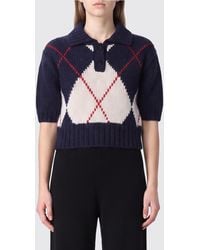 N°21 - Argyle Wool-Blend Knit Polo With Puff Sleeves - Lyst
