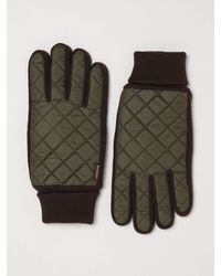 Barbour - Magnus Quilted Bicolor Nylon And Sheepskin Gloves - Lyst