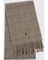 Polo Ralph Lauren - Check Wool Blend Scarf With Embroidered Logo And Fringed Hem - Lyst