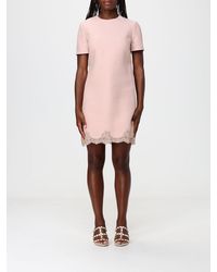 Valentino Garavani - Wool And Silk Mini Sheath Dress With Lace Inserts - Lyst