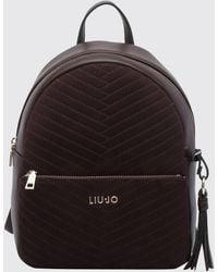 Liu Jo - Faux Leather Backpack With Chevron Pattern And Adjustable Straps - Lyst
