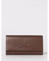 Elisabetta Franchi - Leather Clutch With Embossed Logo - Lyst