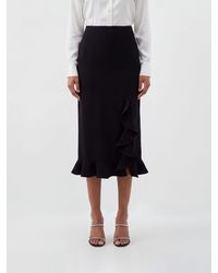 Moschino - High-Waisted Ruffled Crêpe Midi Pencil Skirt - Lyst