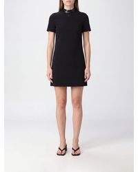 Courreges - Courr&Egrave	Ges A-Line Crêpe Mini Dress With High Neck And Short Sleeves - Lyst