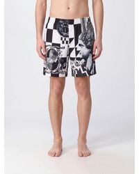 Versace - Graphic Print Silk Sport Shorts With Elasticated Waist - Lyst