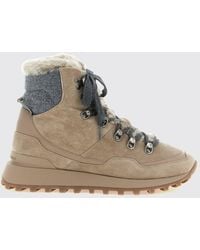 Brunello Cucinelli - Calfskin Suede Hiking Boots With A Padded Ankle Collar - Lyst