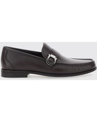 Ferragamo - Smooth Calf Leather Gancini Loafers With Rubber Sole - Lyst