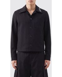Amiri - Cotton Shirt Jacket With Cuban Collar And Embroidered Logo - Lyst
