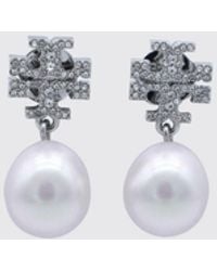 Tory Burch - Moondance Brass Earrings With Rhinestones And Pearls - Lyst